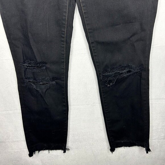 J Brand Mid-Rise Straight Crop Dark Wash Black Distressed Jeans Size 24 (24x25) - Picture 3 of 7